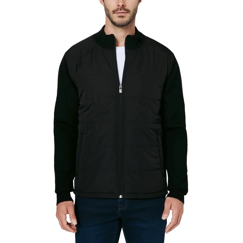 NWT Infinity Linear flex Men Hybrid Quilted Sweater Jacket Blk XXL Full Zip Puff